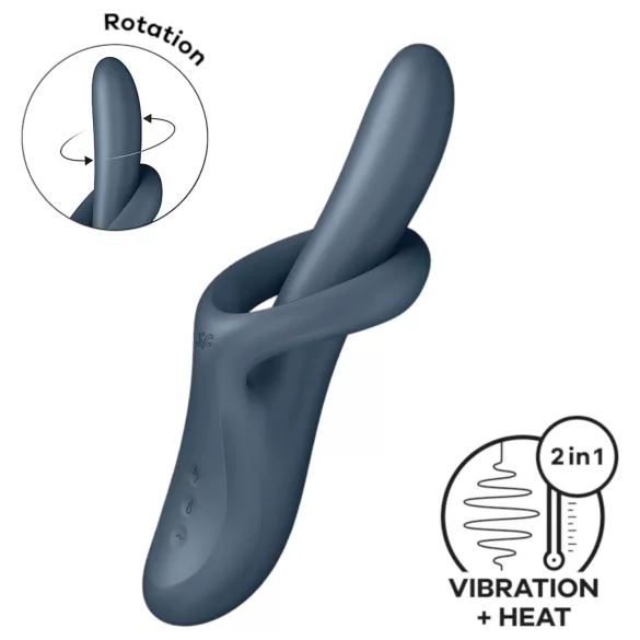Satisfyer Heat Flex 4 - oppvarmbar vibrator med klitorisstimulator (grå)