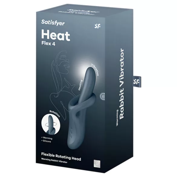 Satisfyer Heat Flex 4 - oppvarmbar vibrator med klitorisstimulator (grå)