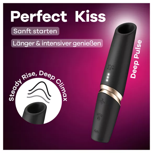 Satisfyer Perfect Kiss - leppestiftvibrator (svart)