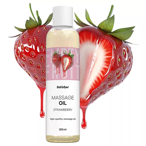 Satisfyer - smaksatt massasjeolje - jordbær (250 ml)