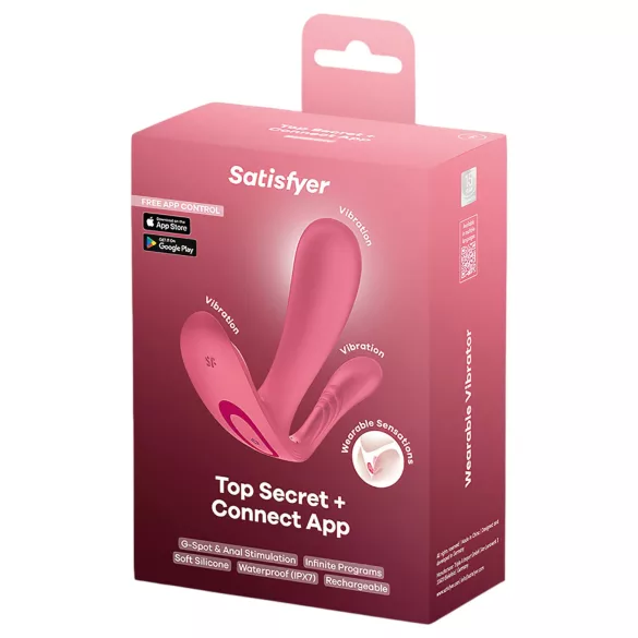 Satisfyer Top Secret+ - bærbar G-punkt- og analvibrator (rosa)