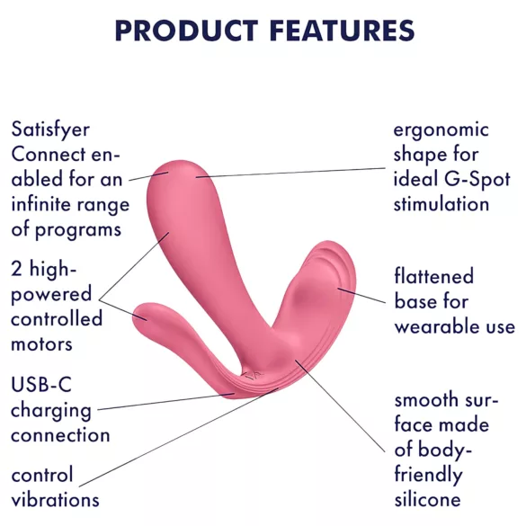 Satisfyer Top Secret+ - bærbar G-punkt- og analvibrator (rosa)