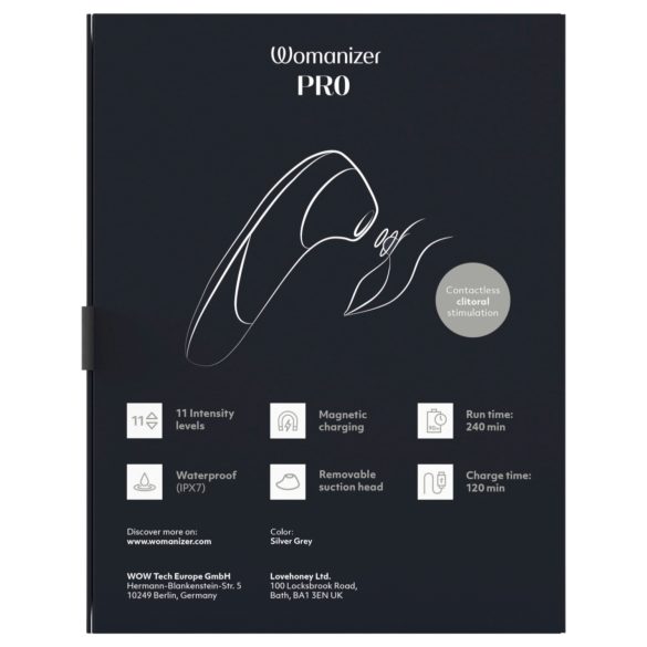 Womanizer Pro - luftbølge klitorisstimulator (grå)