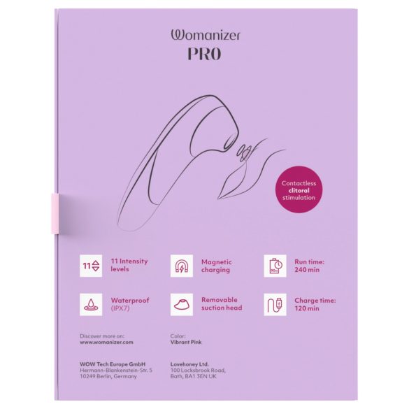 Womanizer Pro - luftbølgestimulator for klitoris (rosa)
