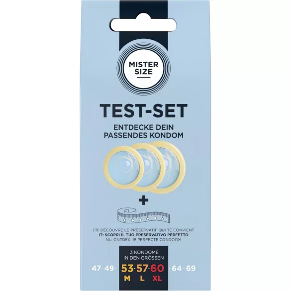 Mister Size testsett - kondom prøvesett med målebånd (3 stk)