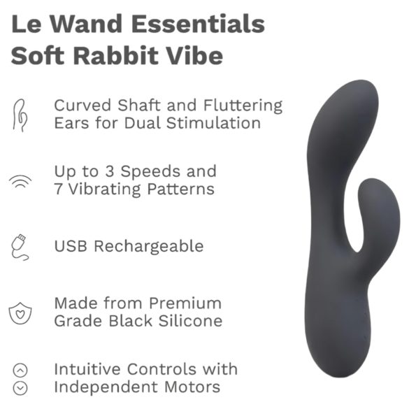le Wand Soft Rabbit - 2-motors klitorisvibrator med arm (svart)