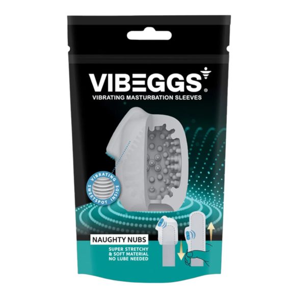 VIBEGGS Naughty Nubs - vibrerende eggmasturbator (hvit)