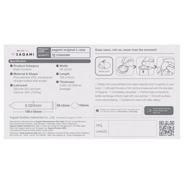 Sagami Original 0.02 L - kondomer - 58mm (6stk)