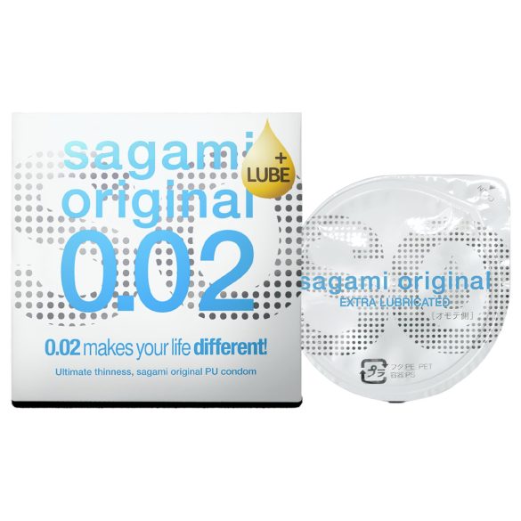 Sagami Original 0,02 - ekstra glidemiddel kondom - 55mm (1 stk)