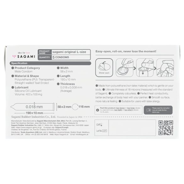 Sagami Original 0,01 L - kondom - 58mm (5 stk)