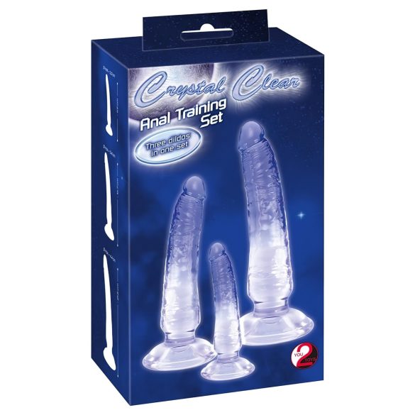 Krystallklar - analtrener dildosett - 3 deler (gjennomsiktig-blå)