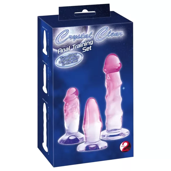 Crystal Clear Analtrener - 3 stk (gjennomsiktig-rosa)