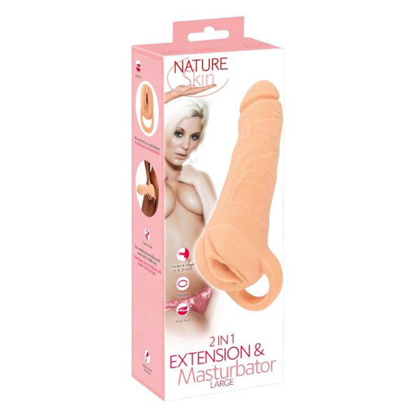 Naturhud - 2-i-1 vagina og penistrekker - 23cm (natur)