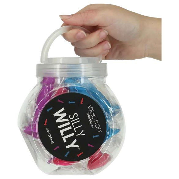 Silly Willy - sugekopp-silikondildo - 12 stk (fargerik)