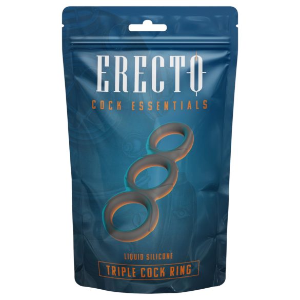 Erecto - trippel penisring (svart)