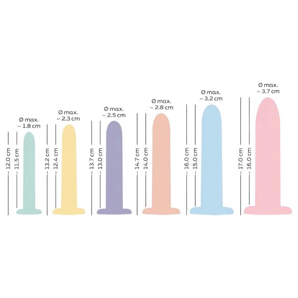 Seks på rad - dildo treningssett - 6 stk (fargerik)