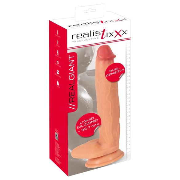 Realistixxx Real Giant - ekstra stor, testikkel dildo (naturlig)