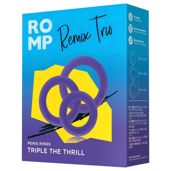 ROMP Remix Trio - 3 penisringer (lilla)
