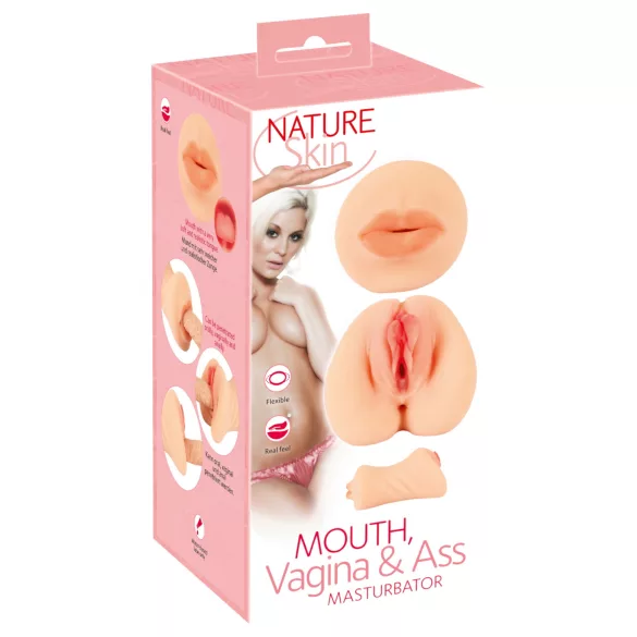 Nature Skin - vagina- og munnmasturbator (naturlig)