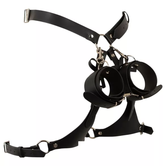 Bad Kitty - åpen sele med håndjern (svart)