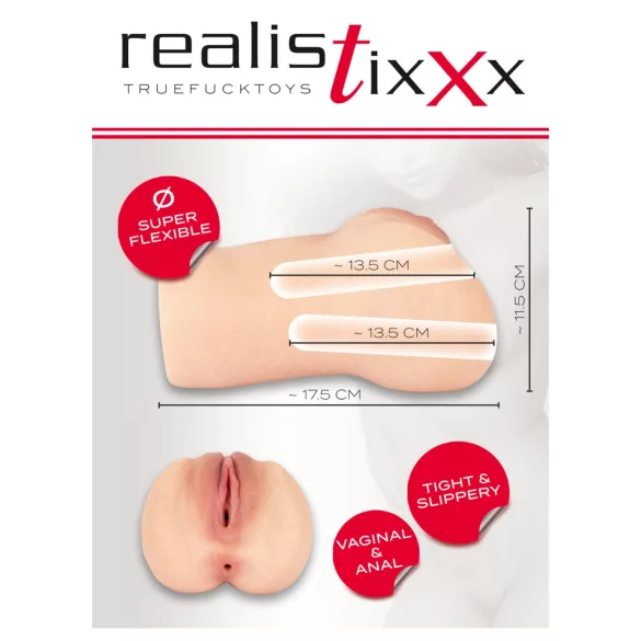 Realistixxx Real Stroker - realistisk vagina- og analmasturbator (hudfarget)