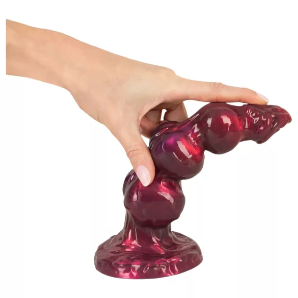Beasty Cocks - Varulv-Willie dildo med sugekopp - burgunder (21 cm)