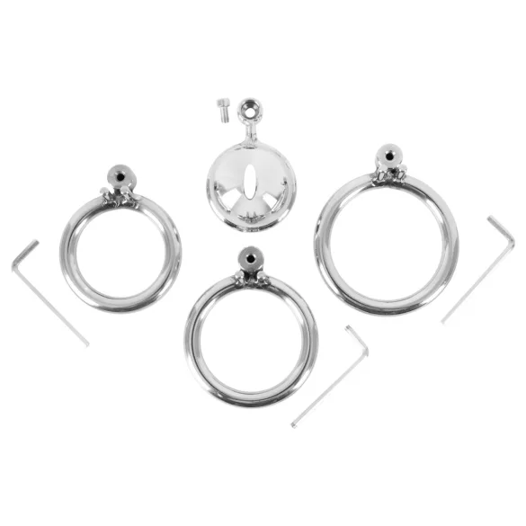 fetish collection - mini penisbure med 3 utskiftbare testikkelringer (sølv)