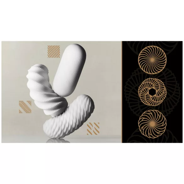 TENGA 3Dx Flow - bølgemønstret masturbator (hvit)