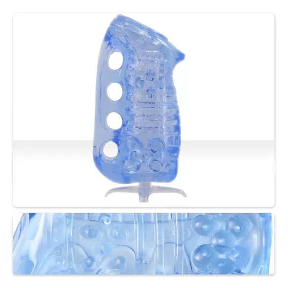 Fleshlight Fleshskins Grip Blue Ice - åpen masturbator med åpning i begge ender (blå)