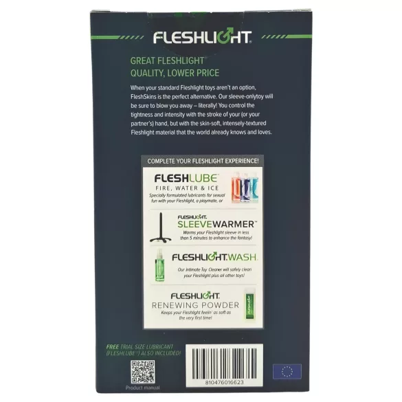 Fleshlight Fleshskins Grip Blue Ice - åpen masturbator med åpning i begge ender (blå)