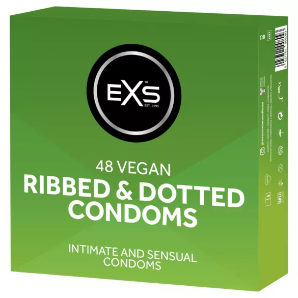 EXS Ribbed & Dotted - rillet og prikket kondom (48 stk)