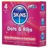 Skins - riflet og prikket kondomer (4 stk)