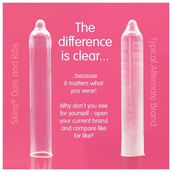 Skins - riflet og prikket kondomer (4 stk)