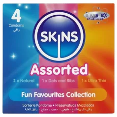   Skins - blandede kondomer - med knotter, natural, ekstra tynne (4 stk)