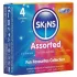 Skins - blandede kondomer - med knotter, natural, ekstra tynne (4 stk)