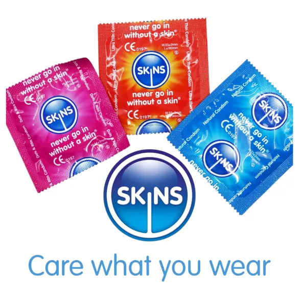Skins - blandede kondomer - med knotter, natural, ekstra tynne (4 stk)