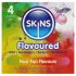 Skins - smaksatt kondom - mint, tyggegummi, banan, jordbær (4 stk)