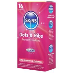 Skins - ribbet og prikket kondomer (16 stk) Skins - ribbet og prikket kondomer (16 stk)