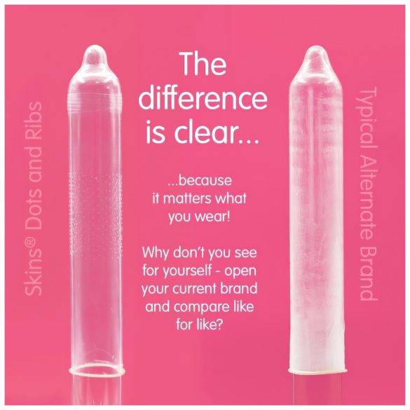 Skins - ribbet og prikket kondomer (16 stk)