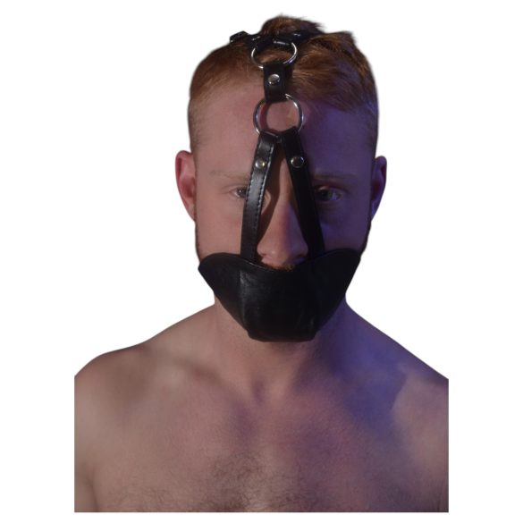 Rouge - ekte lærmaske og munnknebel (svart)