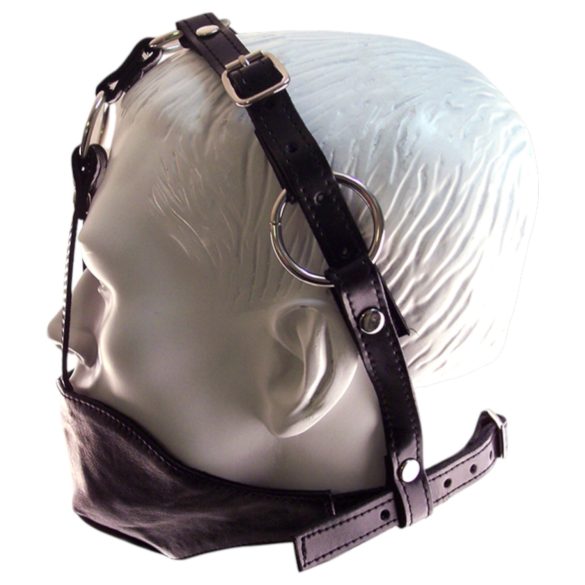 Rouge - ekte lærmaske og munnknebel (svart)