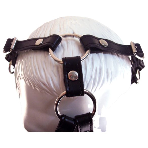 Rouge - ekte lærmaske og munnknebel (svart)