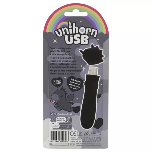 Unihorn Wild Spirit - oppladbar minivibrator (svart)
