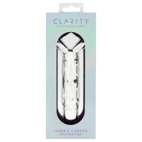 Clarity - glassdildo med hjertehåndtak (gjennomsiktig)