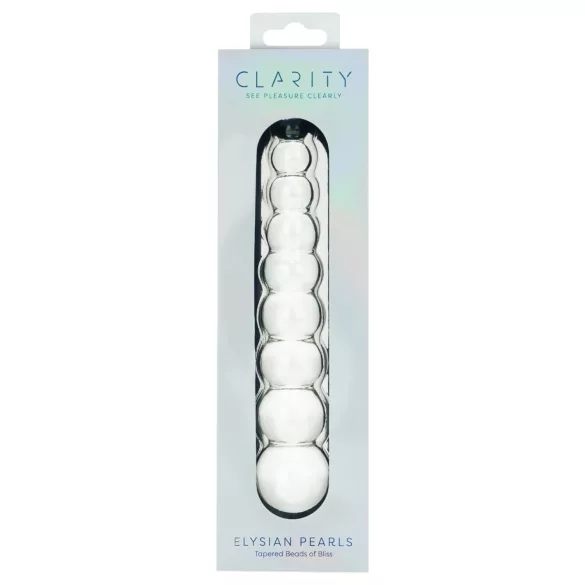Clarity Elysian Pearls - glassdildo med perler (gjennomsiktig)