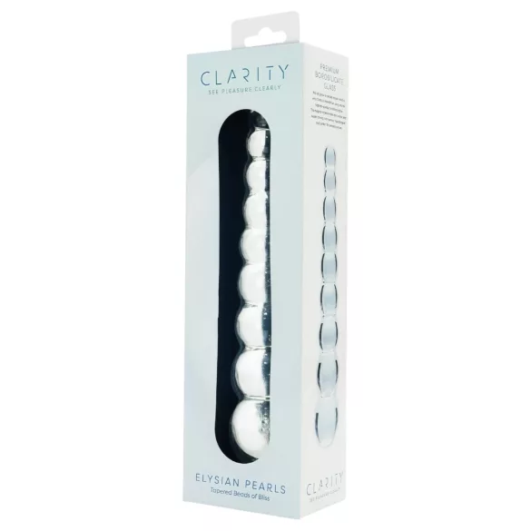Clarity Elysian Pearls - glassdildo med perler (gjennomsiktig)