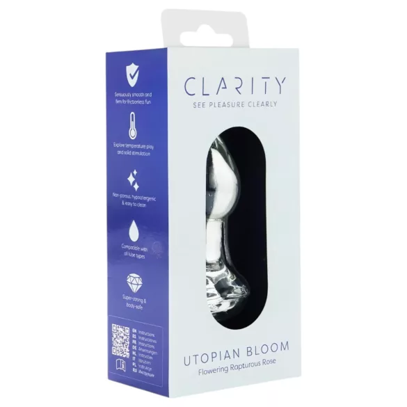 Clarity Utopian Bloom - glass-analplugg (gjennomsiktig)