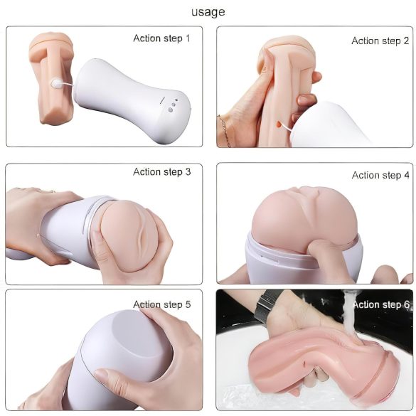 Lonely Happy - oppladbar, stønne-vibrerende masturbator (hvit-natur)