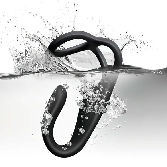 Rocks-Off - oppladbar, trådløs analvibrator med penisring (svart)