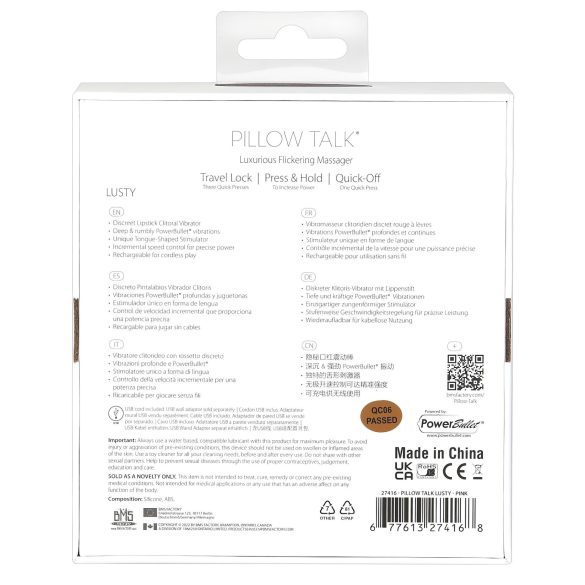 Pillow Talk Lusty - oppladbar, tungeformet stavvibrator (rosa)